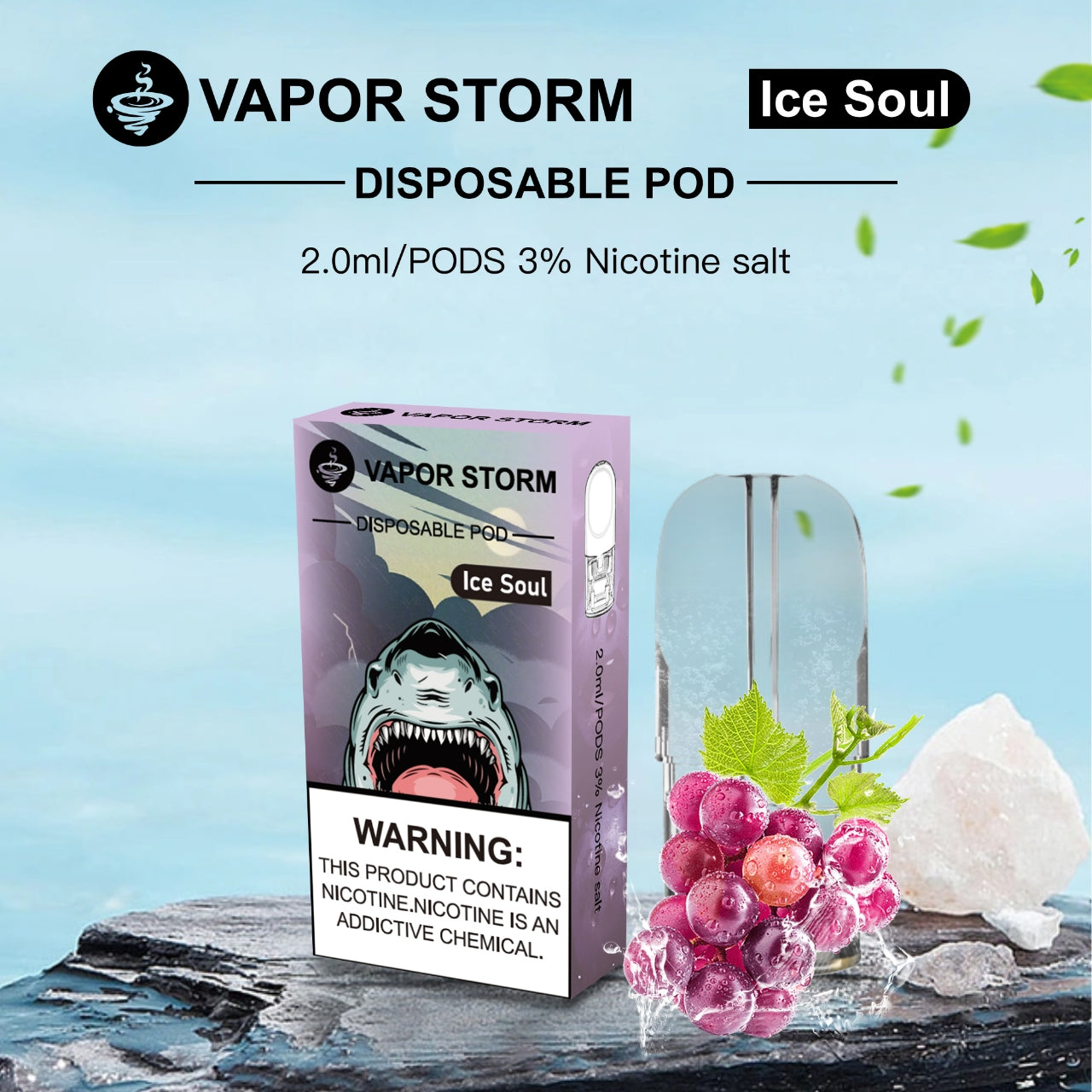 VAPOR STORM 風暴五代電子菸霧化煙彈 通配美人魚/meel/ilia哩啞等五代主機 買六顆贈送主機一隻