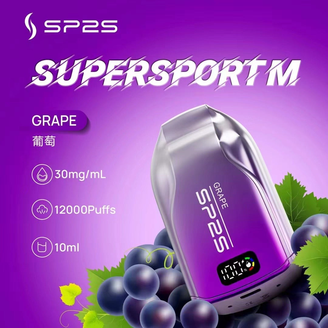 正品SP2S思博瑞 最新款sp2s一次性/拋棄式12000口 ,發光顯示屏,可充電電子煙 10ml超大容量